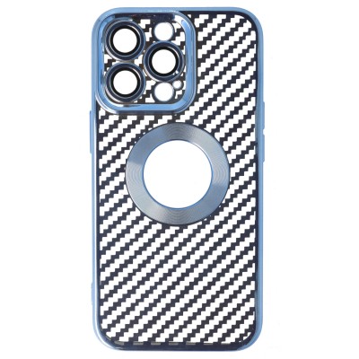 Husa iPhone 13 Pro, Carbon Fiber TPU, Albastru